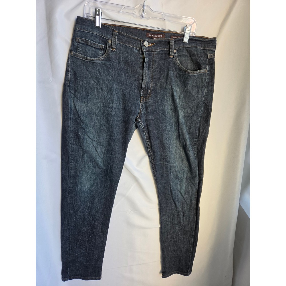 Michael Kors Parker Jeans Mens Dark Blue Indigo Slim Mid Tapered FAIR